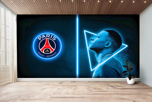 Papier peint Paris st Germain - MBAPPE effet neon