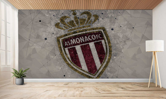 Une fresque murale représentant le logo de l’AS Monaco FC.